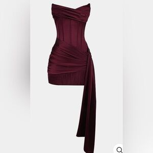Micas Strapless Burgundy Mini Dress